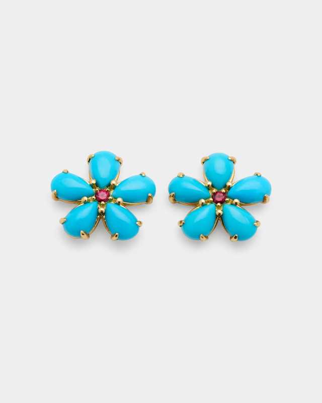 Turquoise Petal Stud Earrings